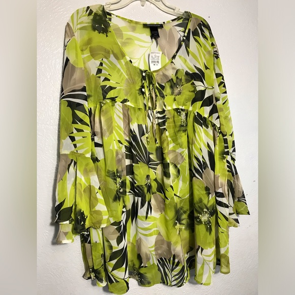 Ashley Stewart Tops - NWT Ashley Stewart Chiffon Sheer Floral Blouse 18/20